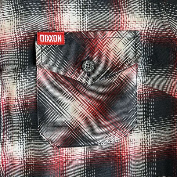 Dixxon Flannel Button Up Shirt Mens Large Red Plaid Equalizer Long Sleeve Y2K - Picture 10 of 13